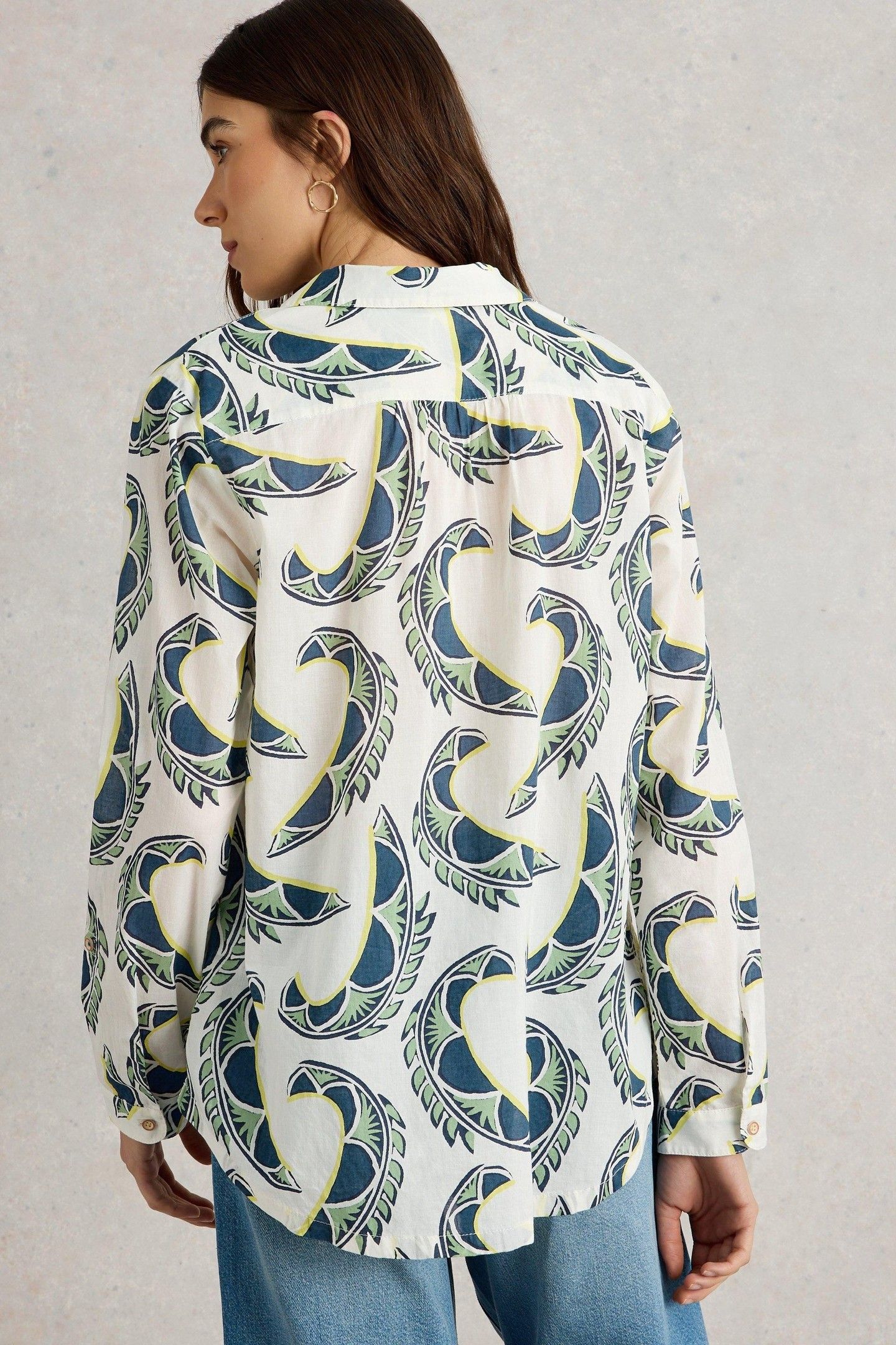 SOPHIE ORGANIC COTTON SHIRT IVORY PRINT 2