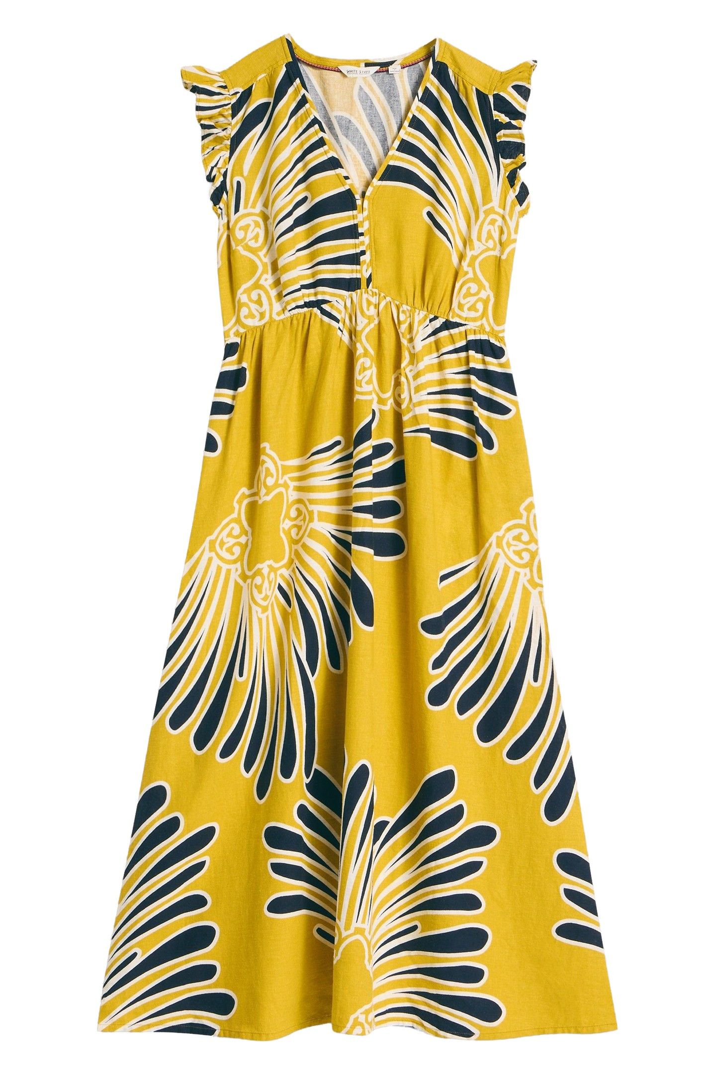 LORNA LINEN BLEND MAXI DRESS YELLOW PRINT 4