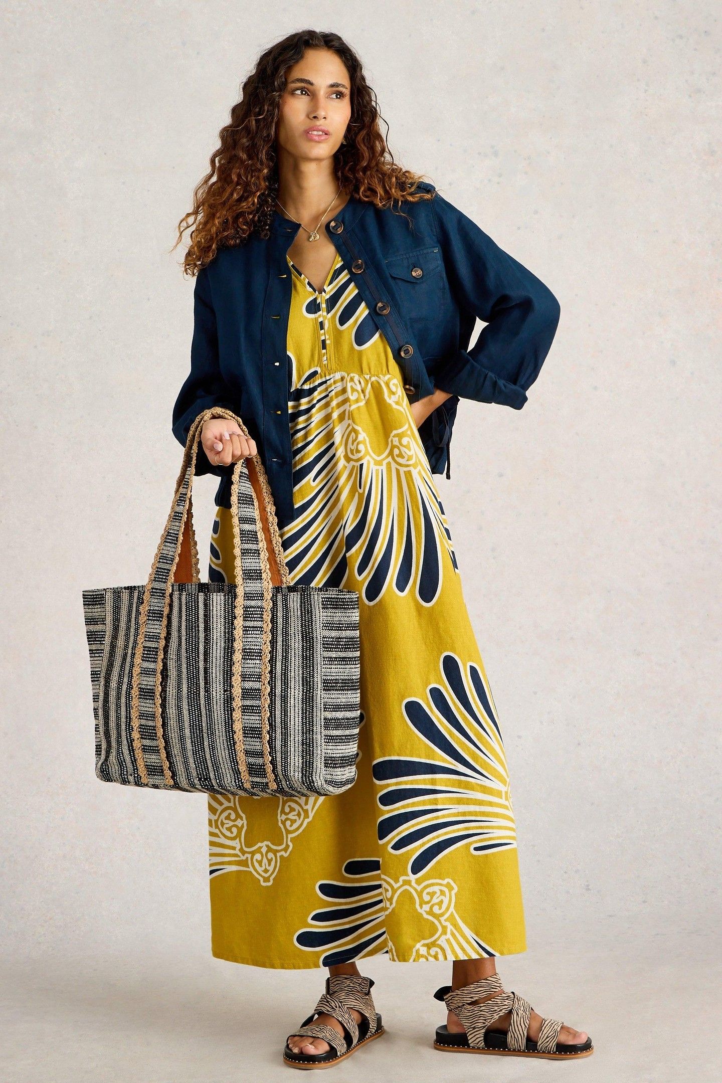 LORNA LINEN BLEND MAXI DRESS YELLOW PRINT 2