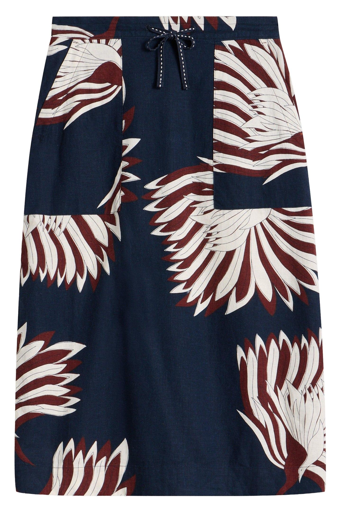 ELLE LINEN BLEND SKIRT NAVY MULTI 3