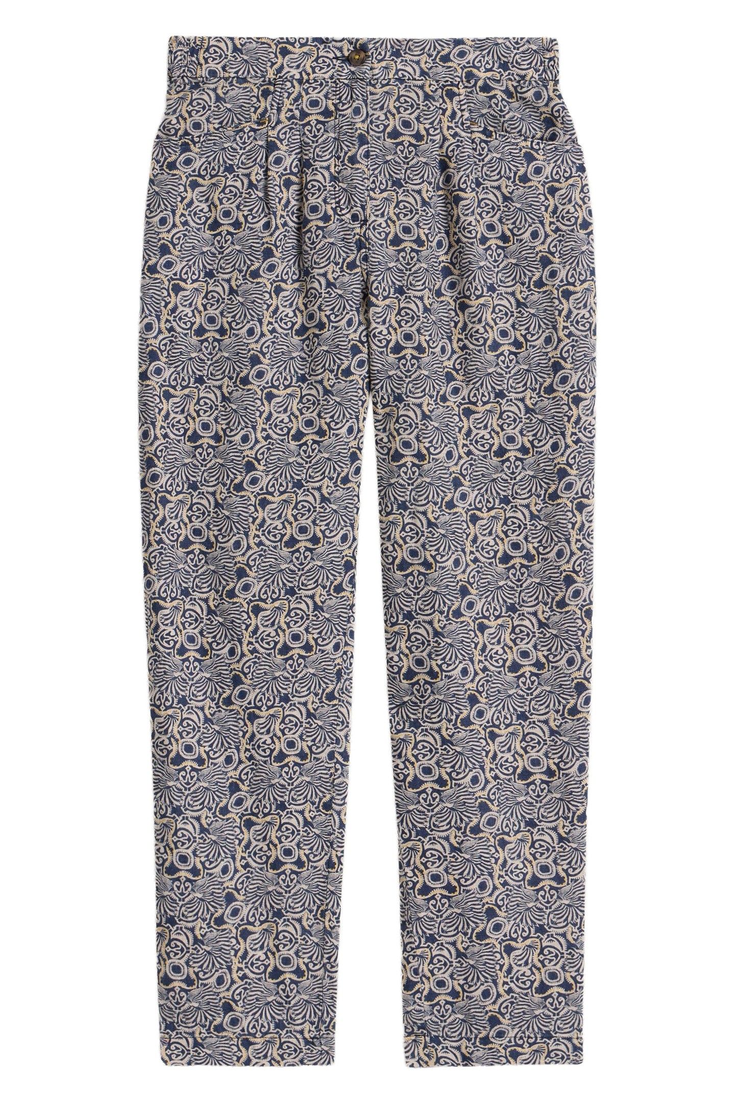 ROWENA LINEN TROUSER NAVY PRINT 4