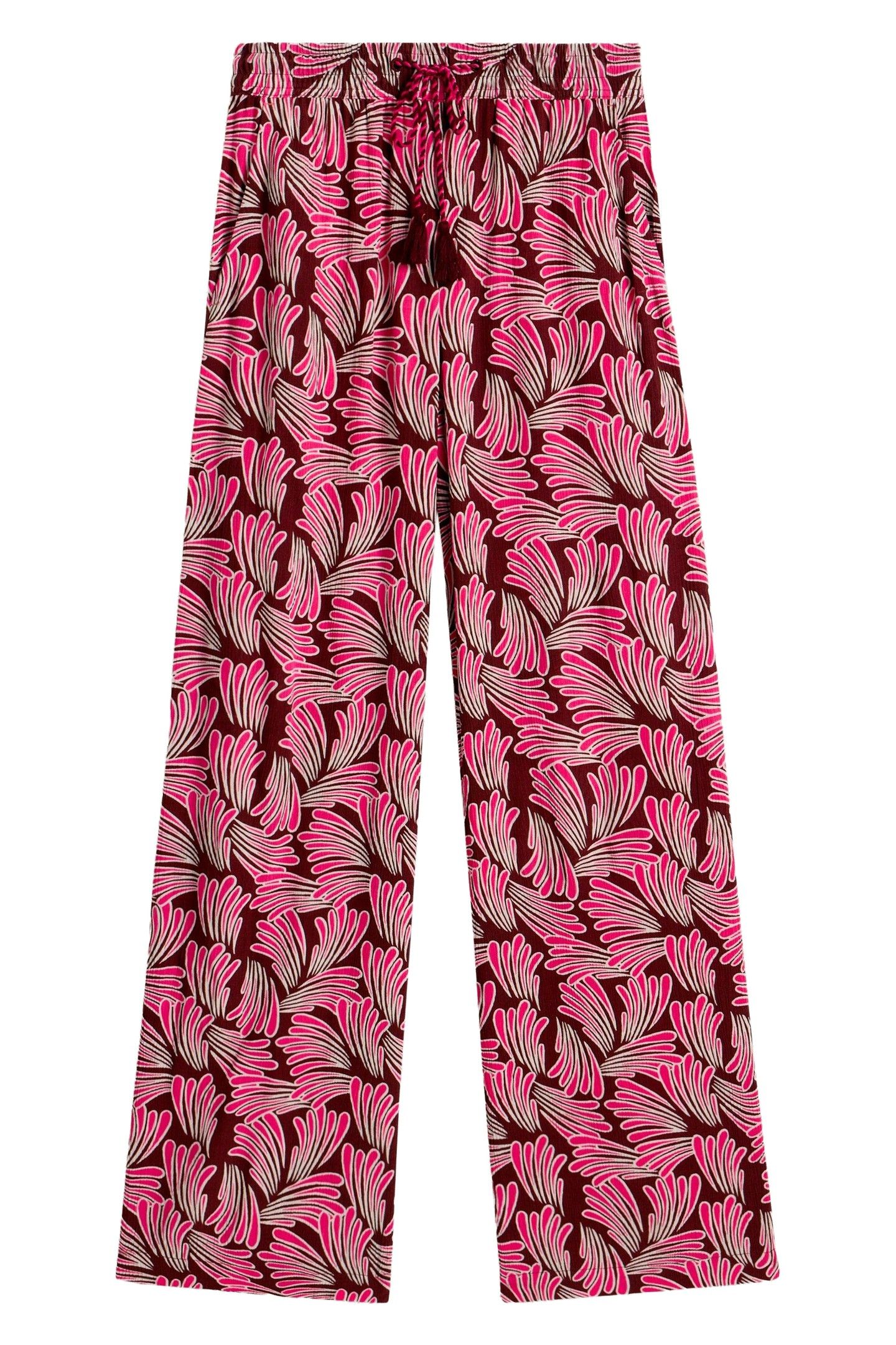 BELLE CRINKLE WIDE LEG TROUSER PINK PRINT 4