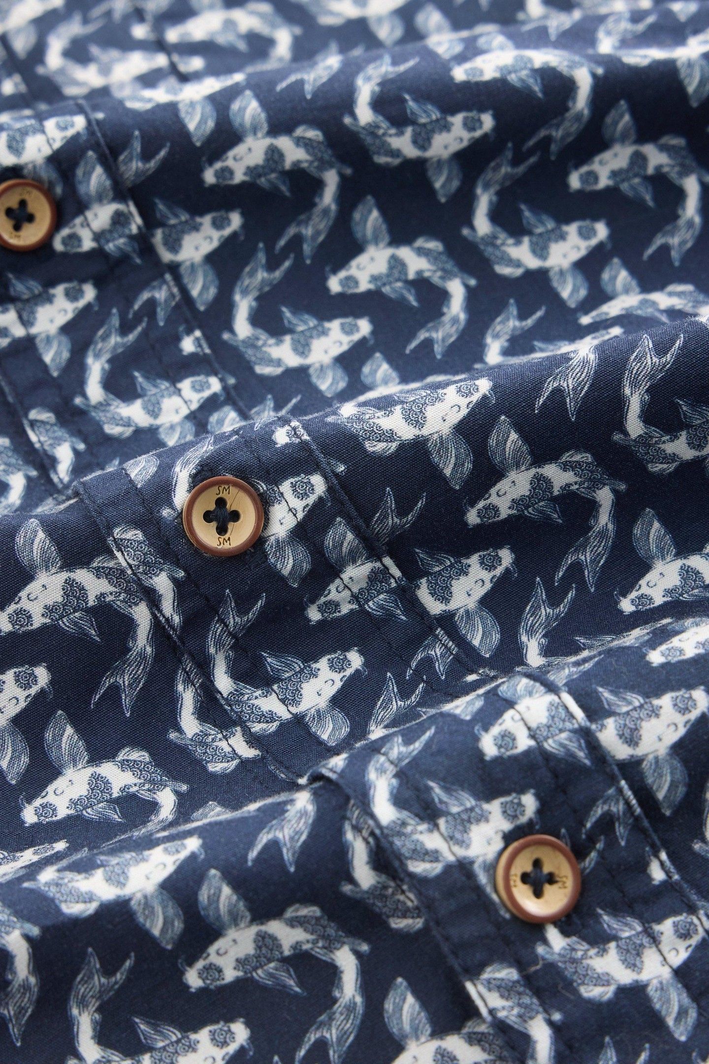 FINSBURY KOI PRINTED SHIRT NAVY PRINT 5