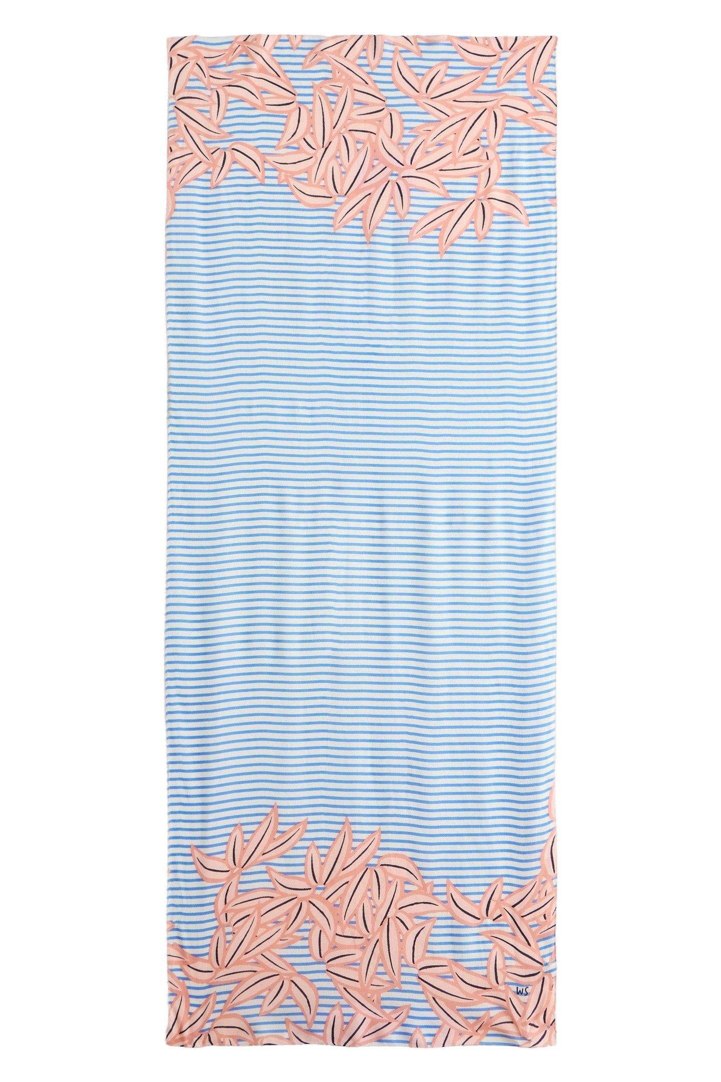 SUKI LINEAR LEAF PRINT SCARF BLUE MULTI 1
