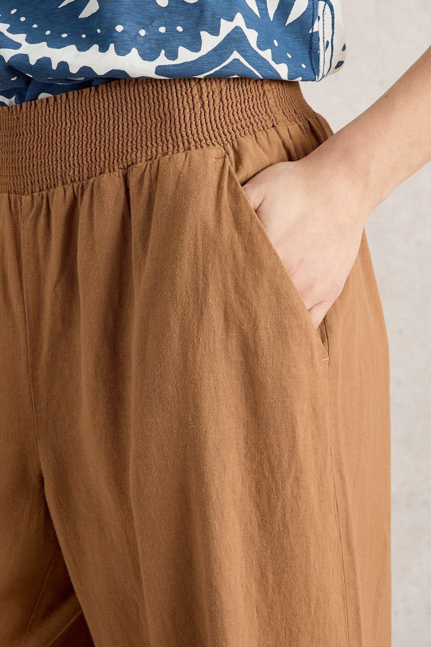 SHELLY LINEN BLEND CULOTTE MID TAN 5