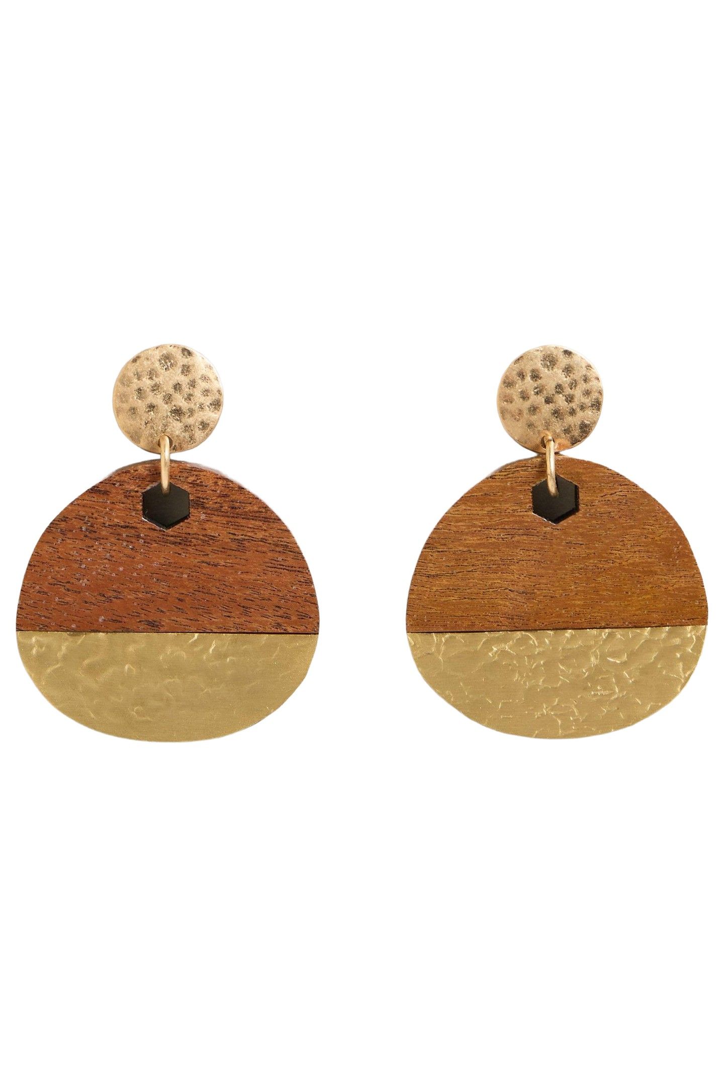 HAMMERED WOODEN MIX EARRING BROWN MULTI 2