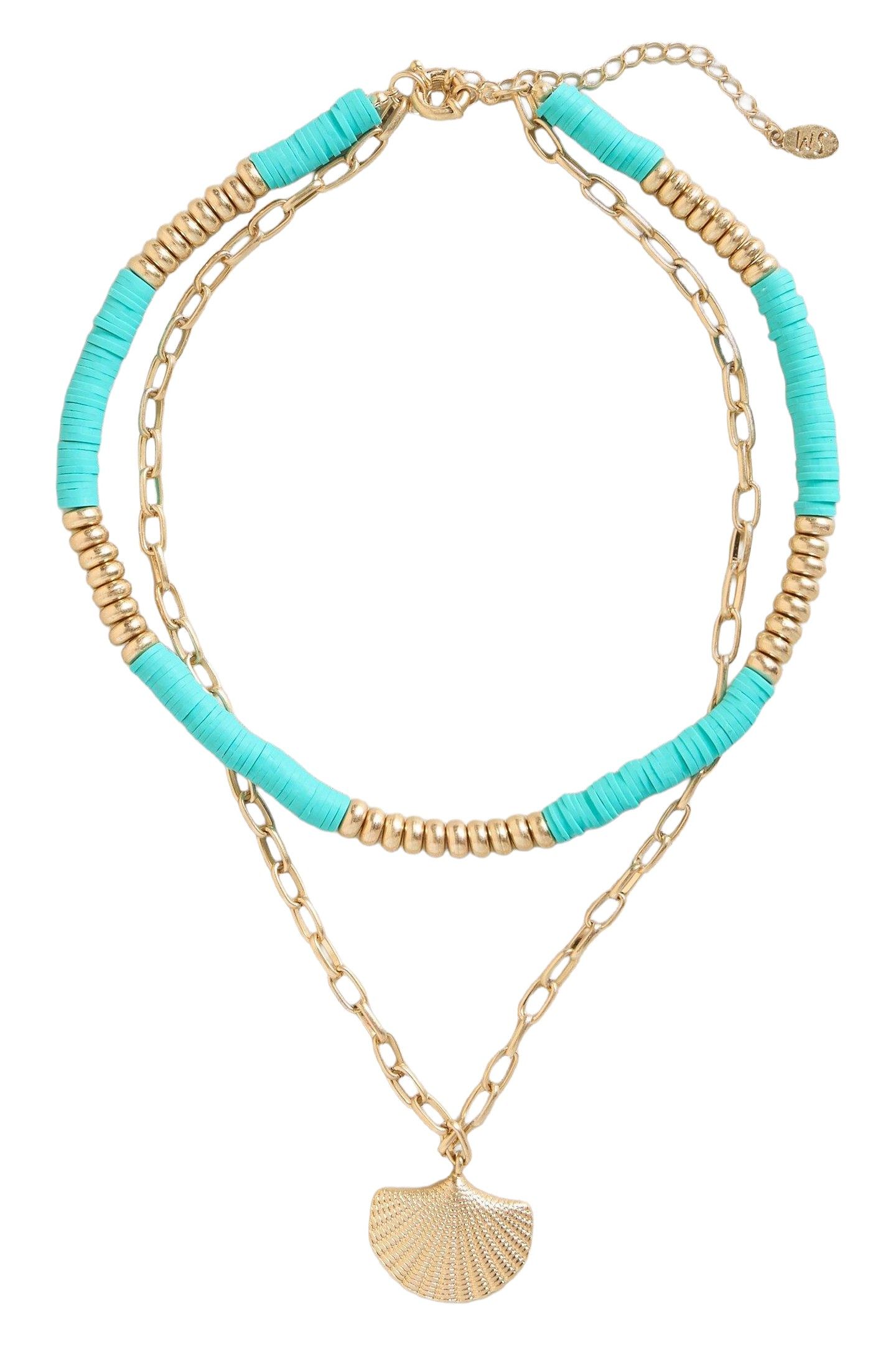 MULTI LAYER SHELL NECKLACE BLUE MULTI 1