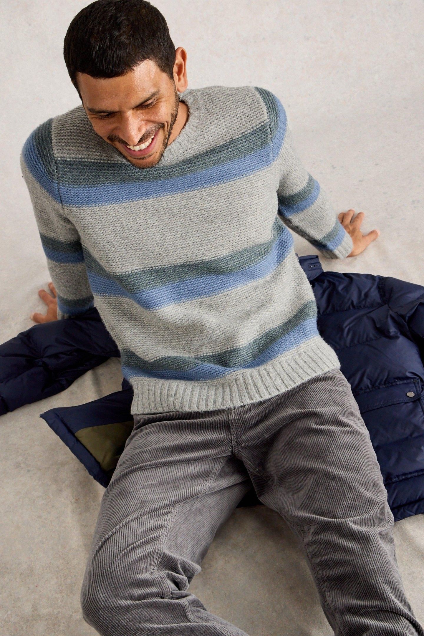 BRETON STRIPE CREW NECK GREY MULTI 6