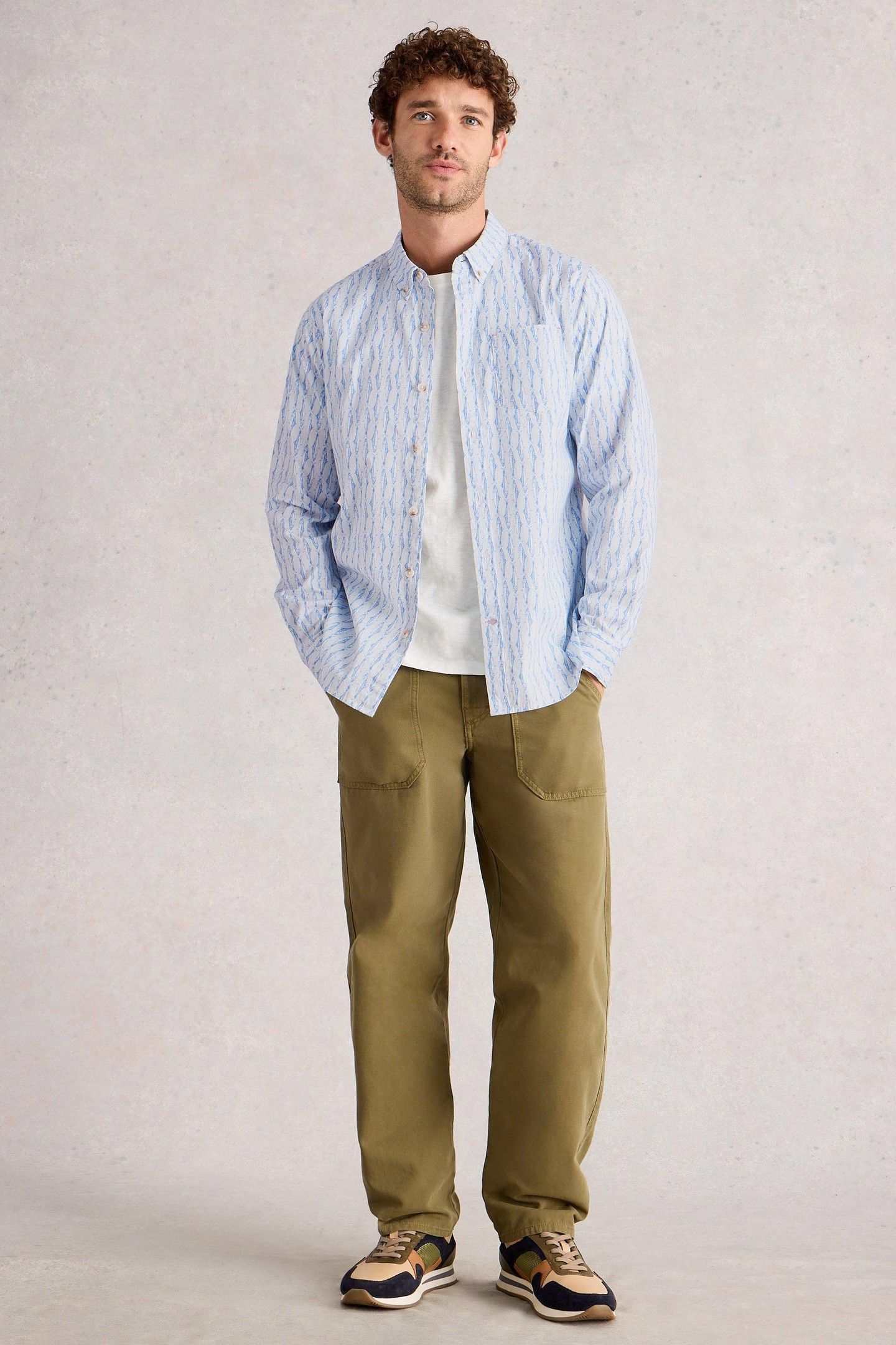 SALCOMBE FISH STRIPE SHIRT BLUE PRINT 1