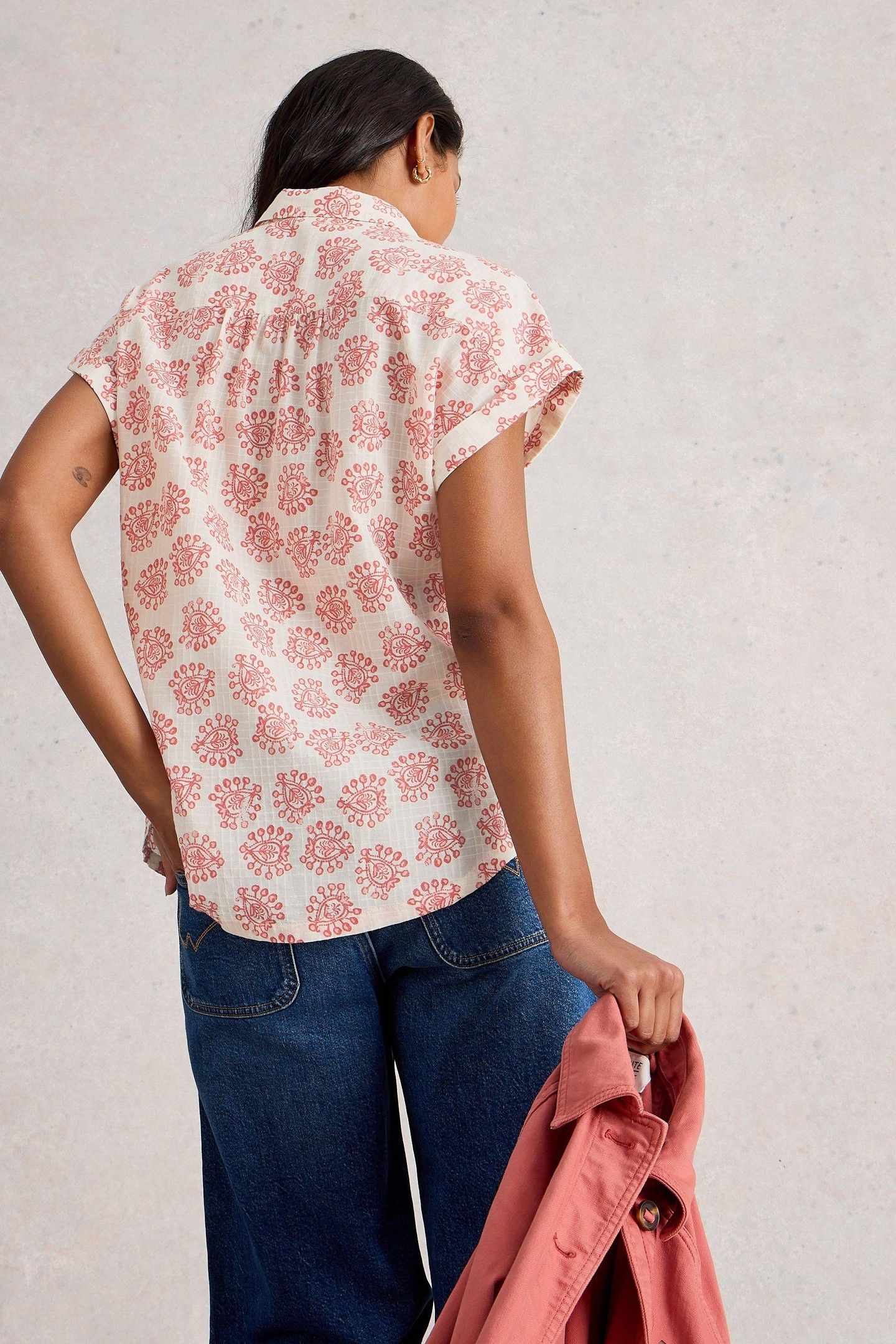 ELLIE ORGANIC COTTON SHIRT IVORY MULTI 2