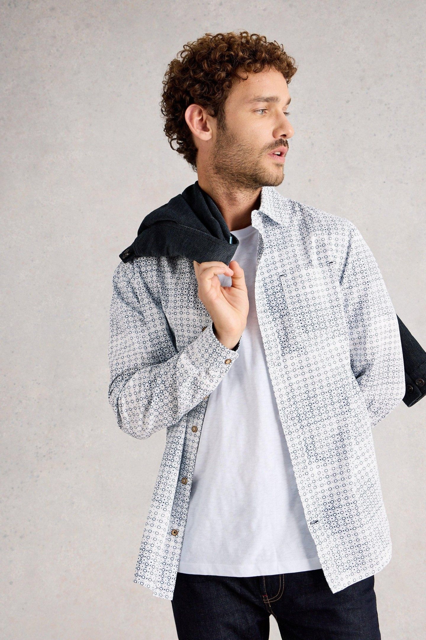 FINSBURY GEO PRINT SHIRT BLUE PRINT 7