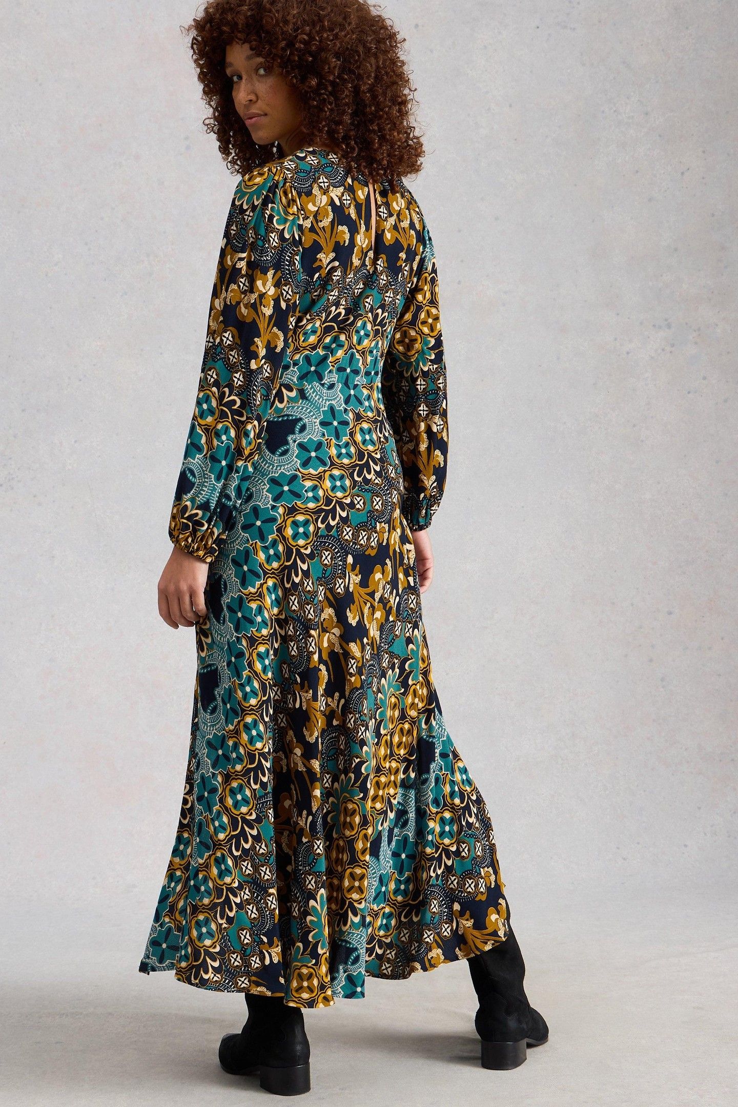 HOPE BIAS CUT DRESS NAVY MULTI 3