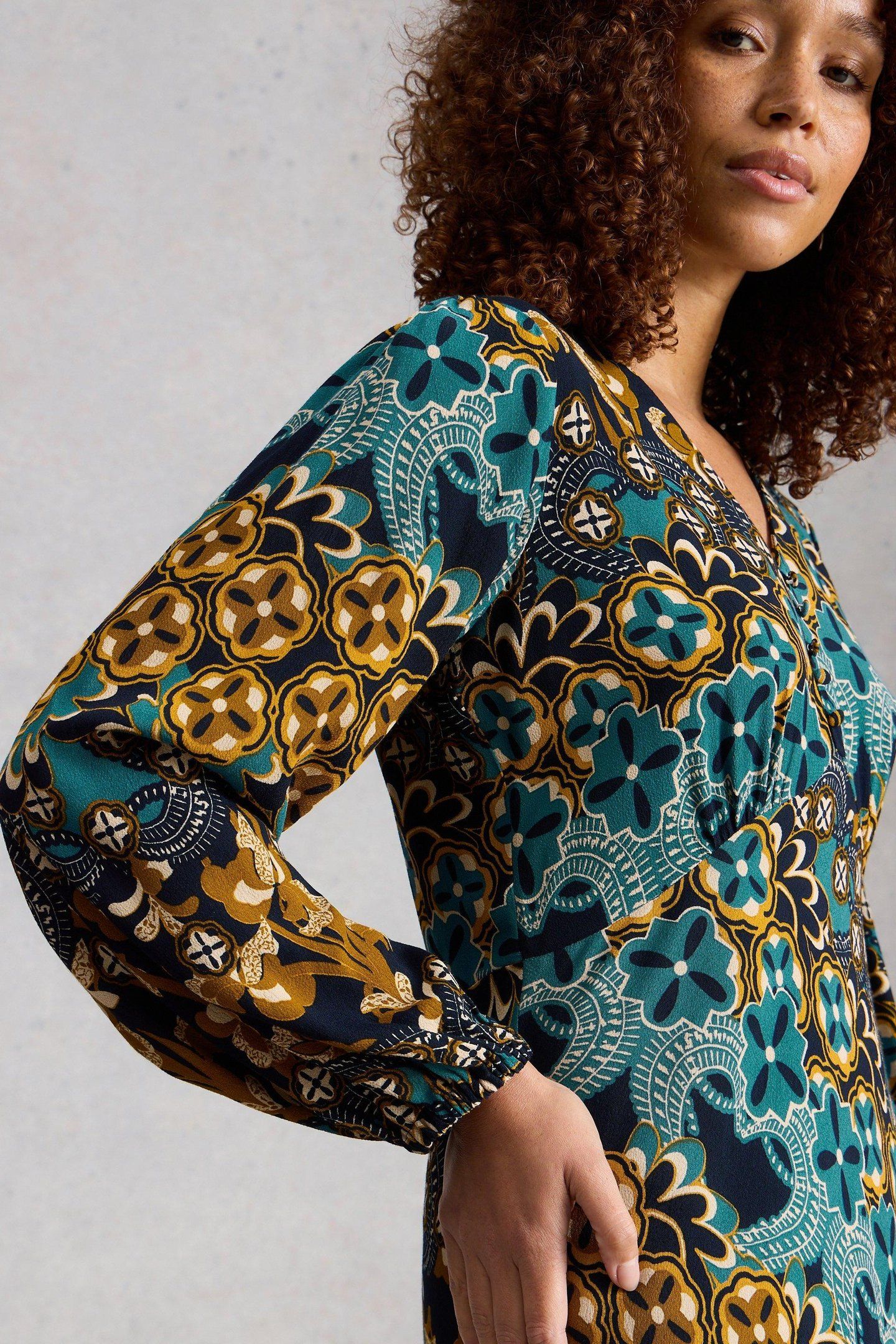 HOPE BIAS CUT DRESS NAVY MULTI 6