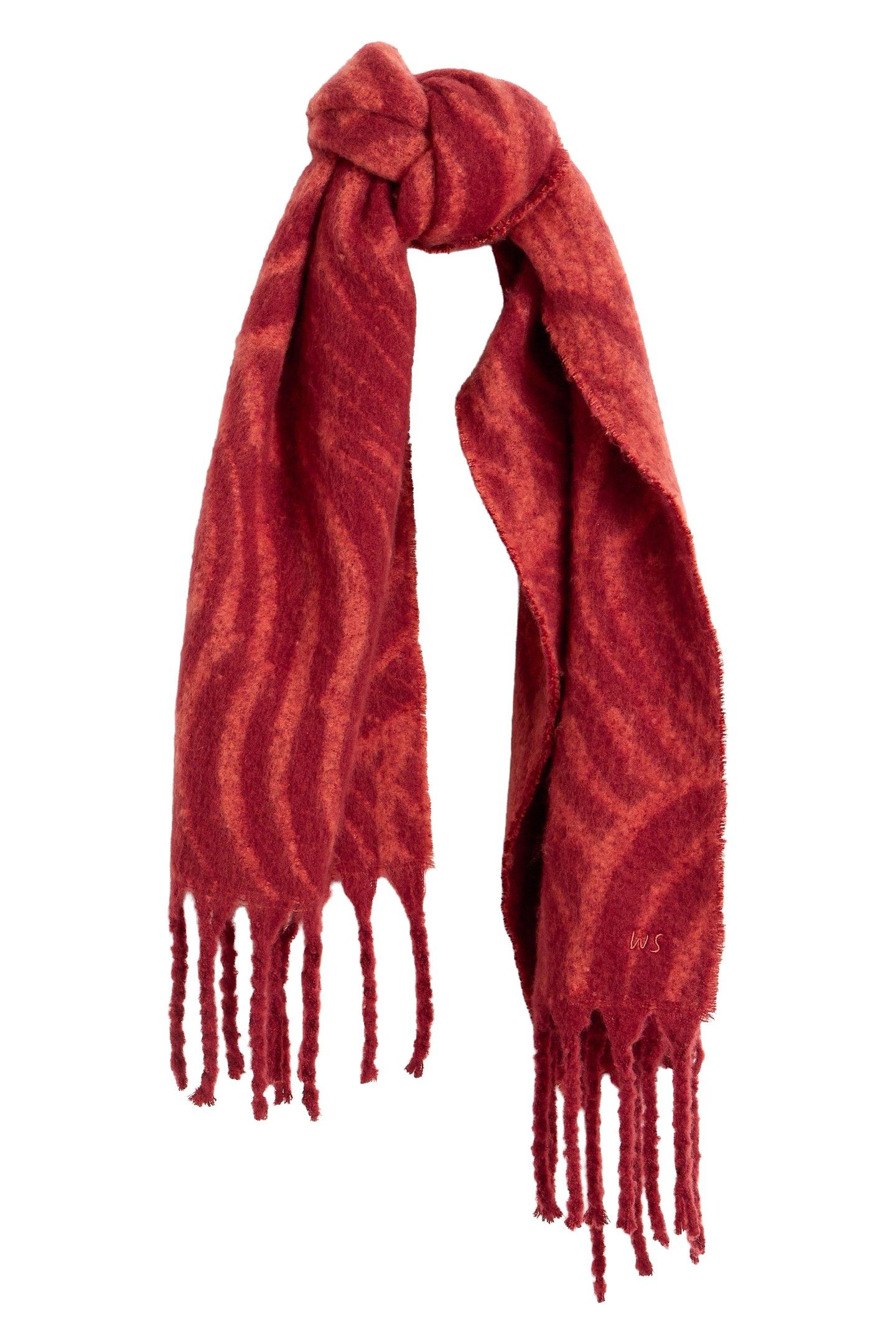 SHELLY BRUSHED SCARF DARK RED 2