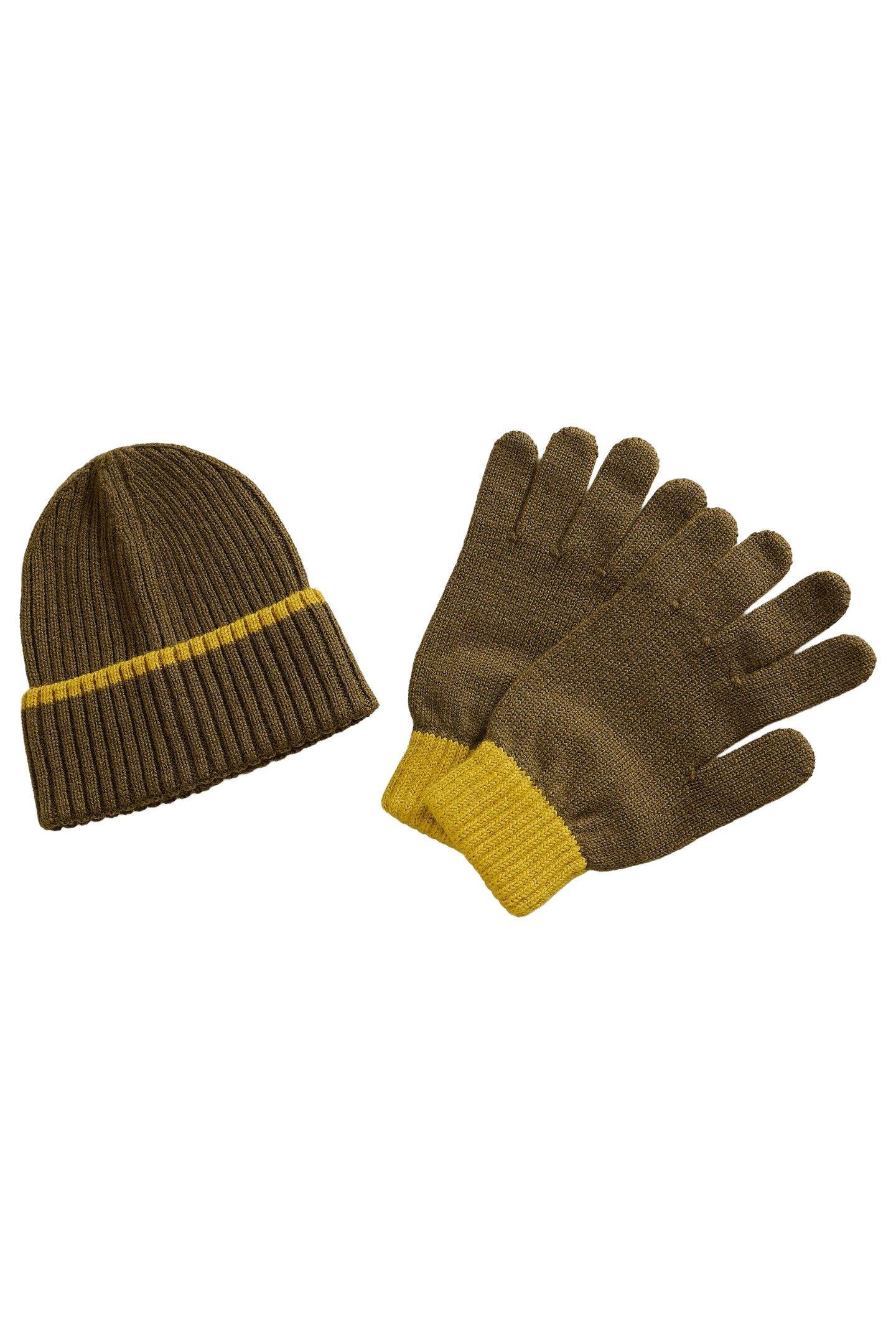 MENS HAT AND GLOVE SET KHAKI GREEN 3