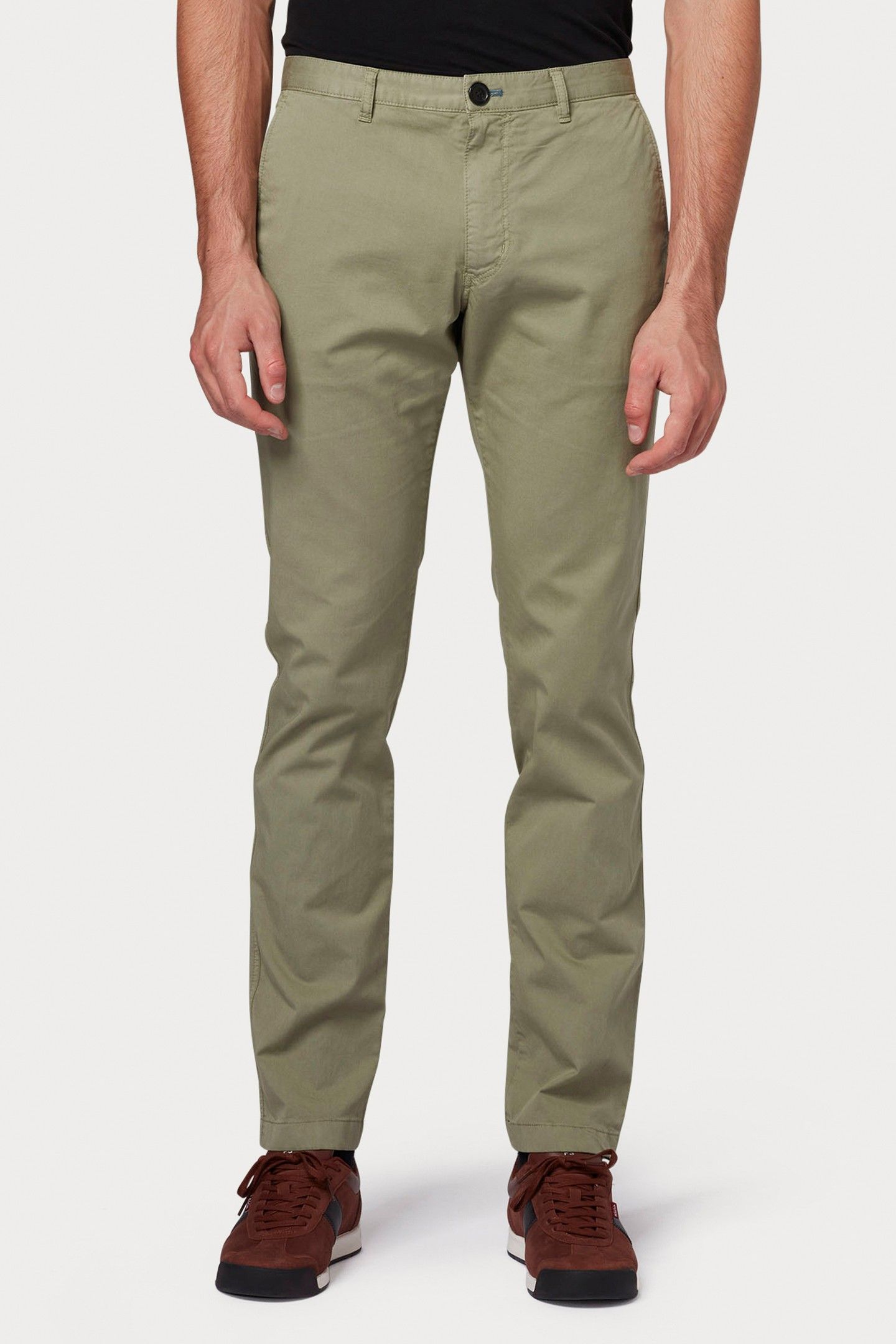 MENS SLIM FIT STITCHED CHINO LT GREYISH GREEN 1
