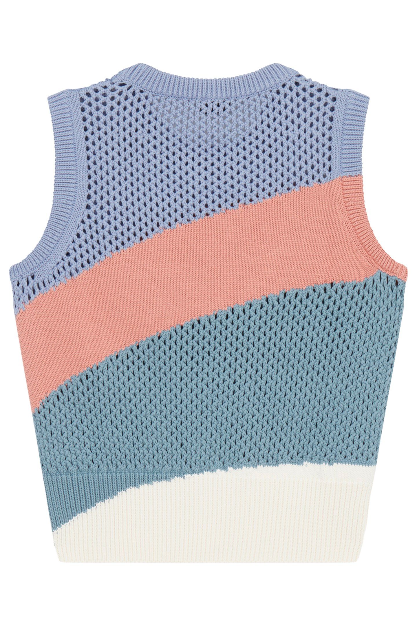 WOMENS KNITTED VEST CREW NECK BLUE 2