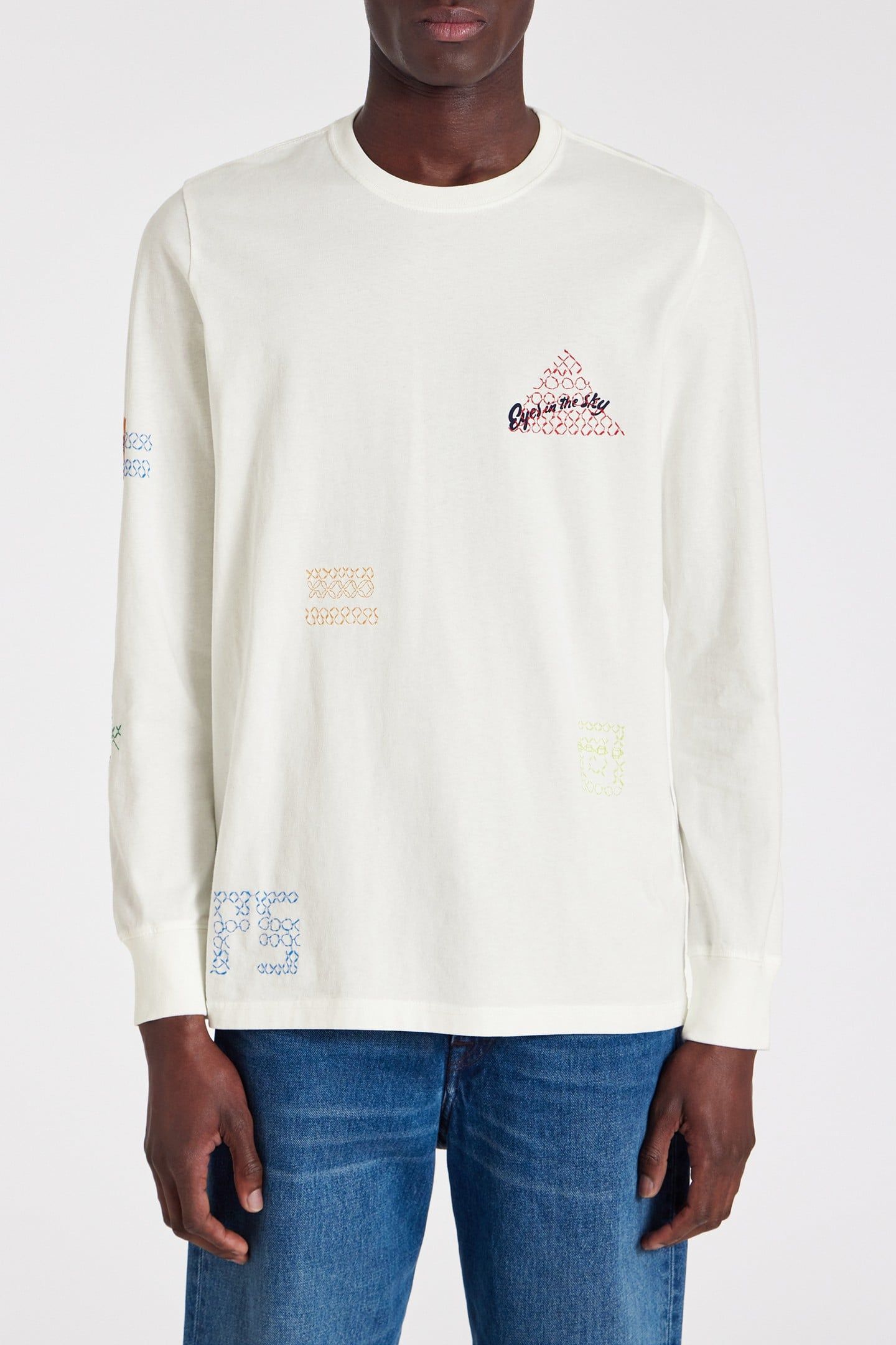 MENS CN LS TSHIRT EYES IN THE SKY OFF WHITE 1