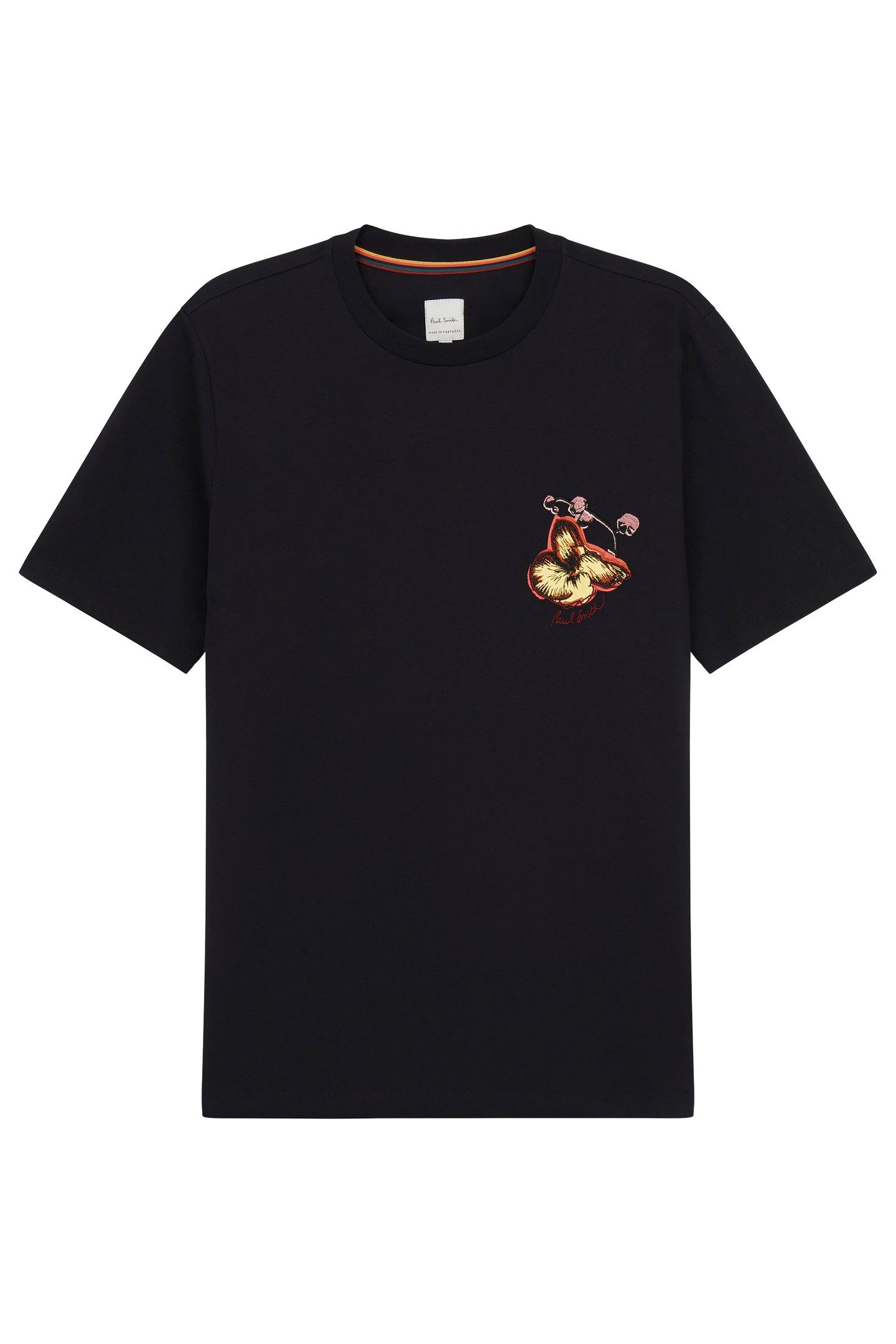 MENS ORCHID PRINT EMB TSHIRT BLACK 1