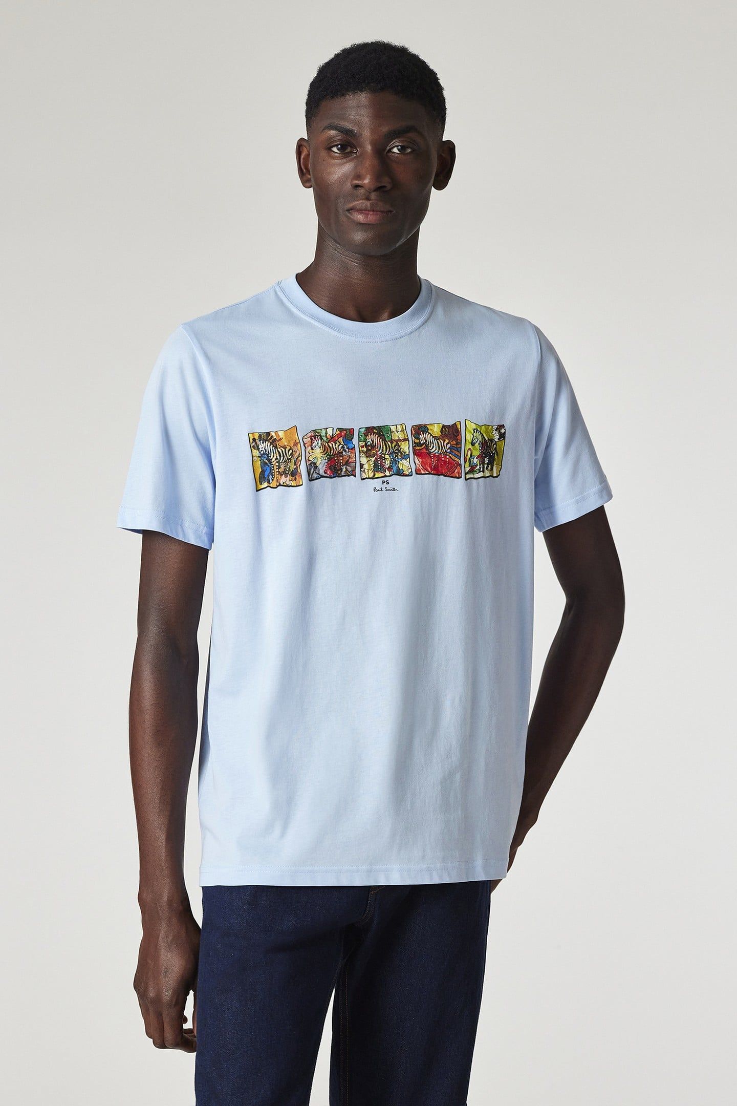 MENS REG FIT SS T SHIRT ZEBRAS BLUE 1