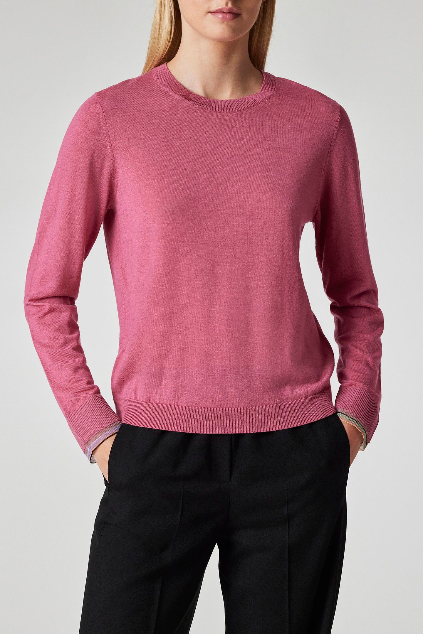 WOMENS KNITTED SWEATER CREW NECK AUBERGINE 1