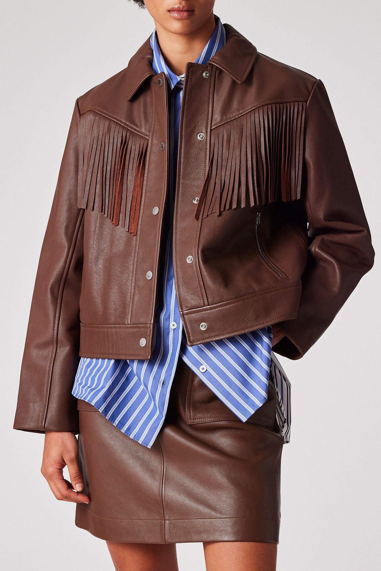 WOMENS JACKET LEATHER DARK BROWN 1