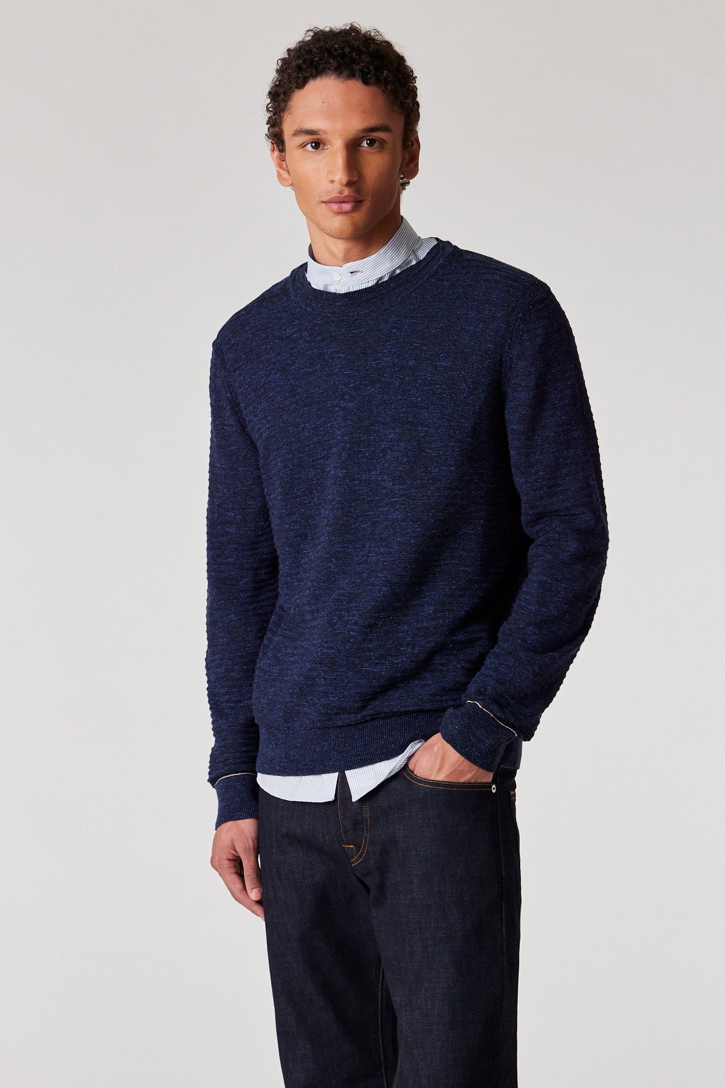 MENS SWEATER CREW NECK INKY BLUE 3