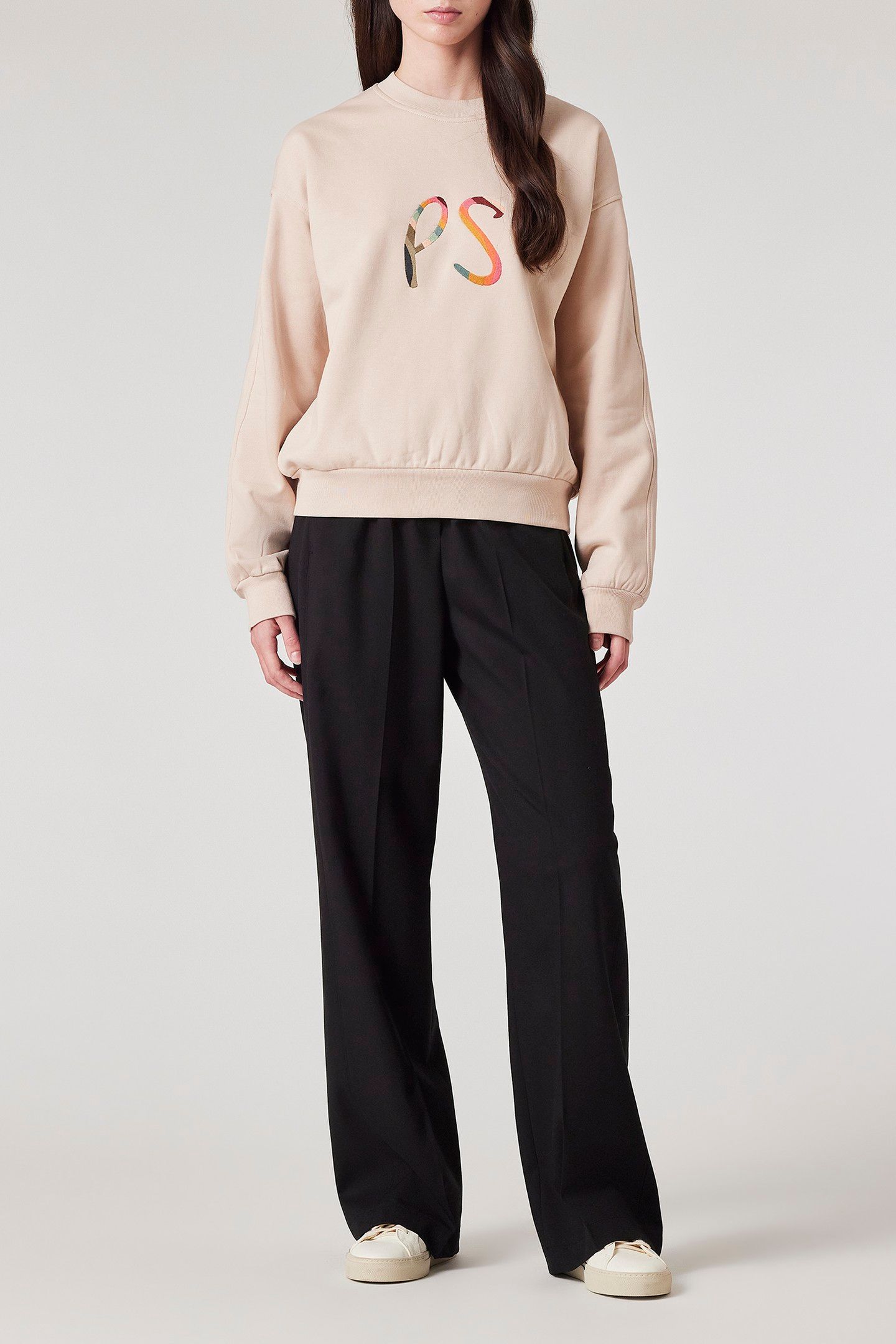 WOMENS SWIRL LOGO SWEATSHIRT TAN 3