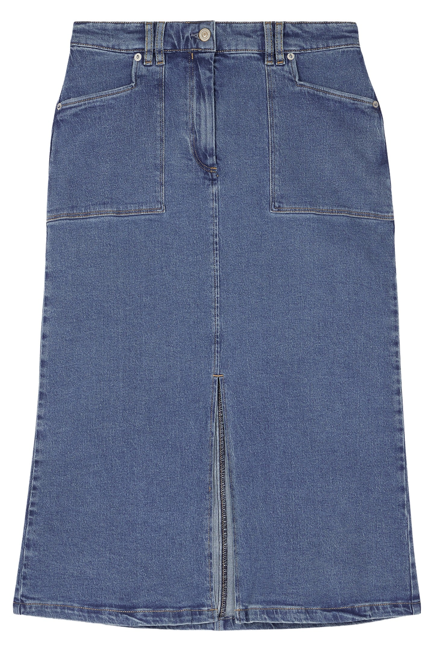 WOMENS DENIM MIDI SKIRT MEDIUM BASE 4
