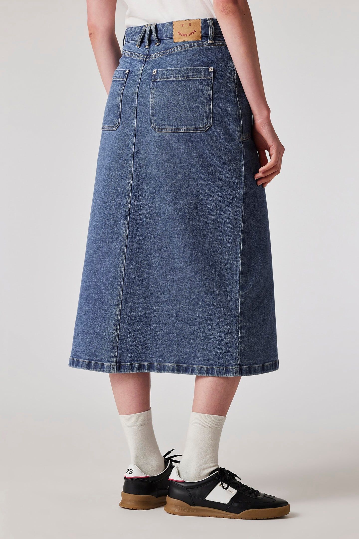 WOMENS DENIM MIDI SKIRT MEDIUM BASE 2