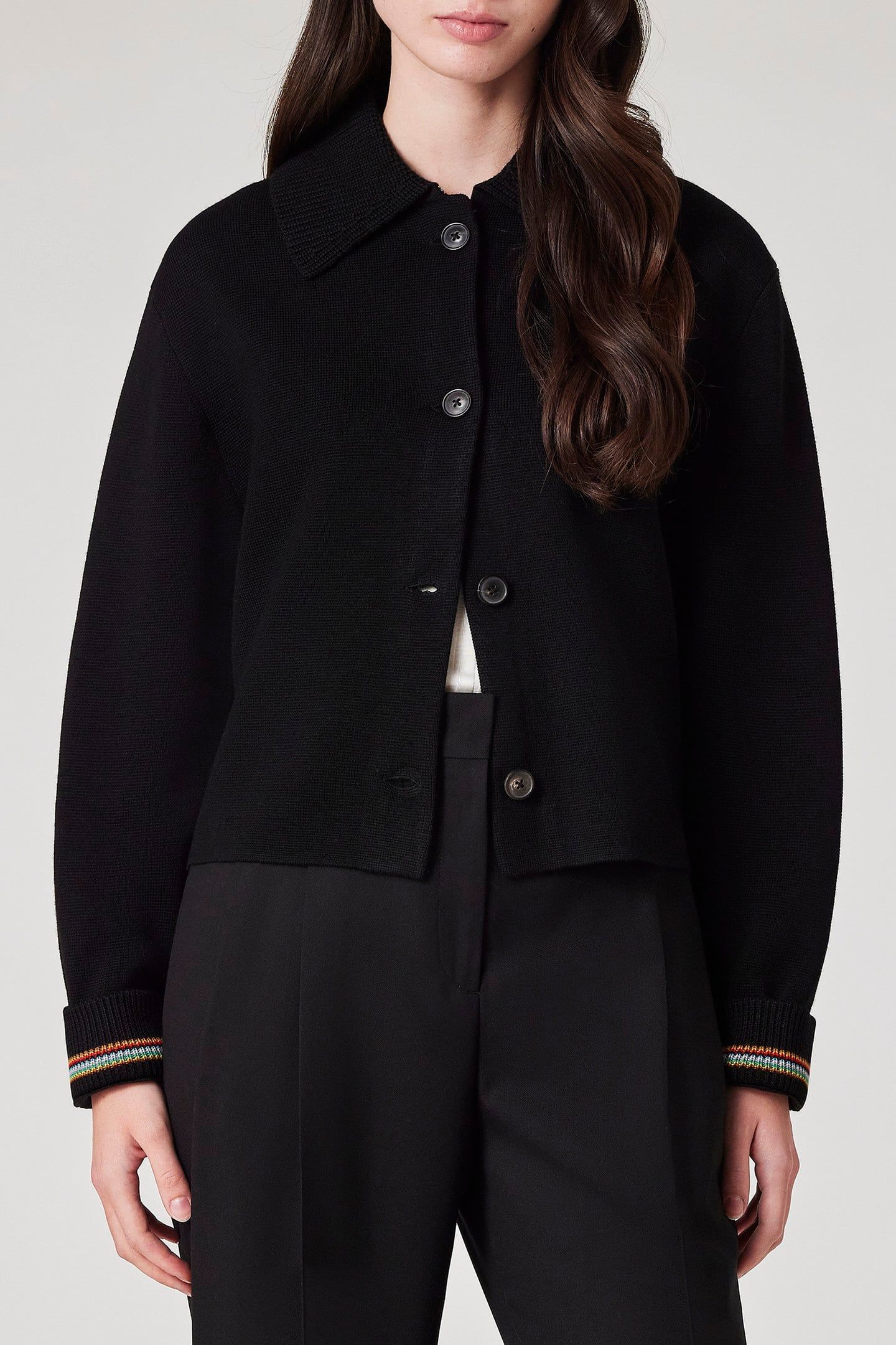WOMENS KNITTED BLAZER BLACK 1