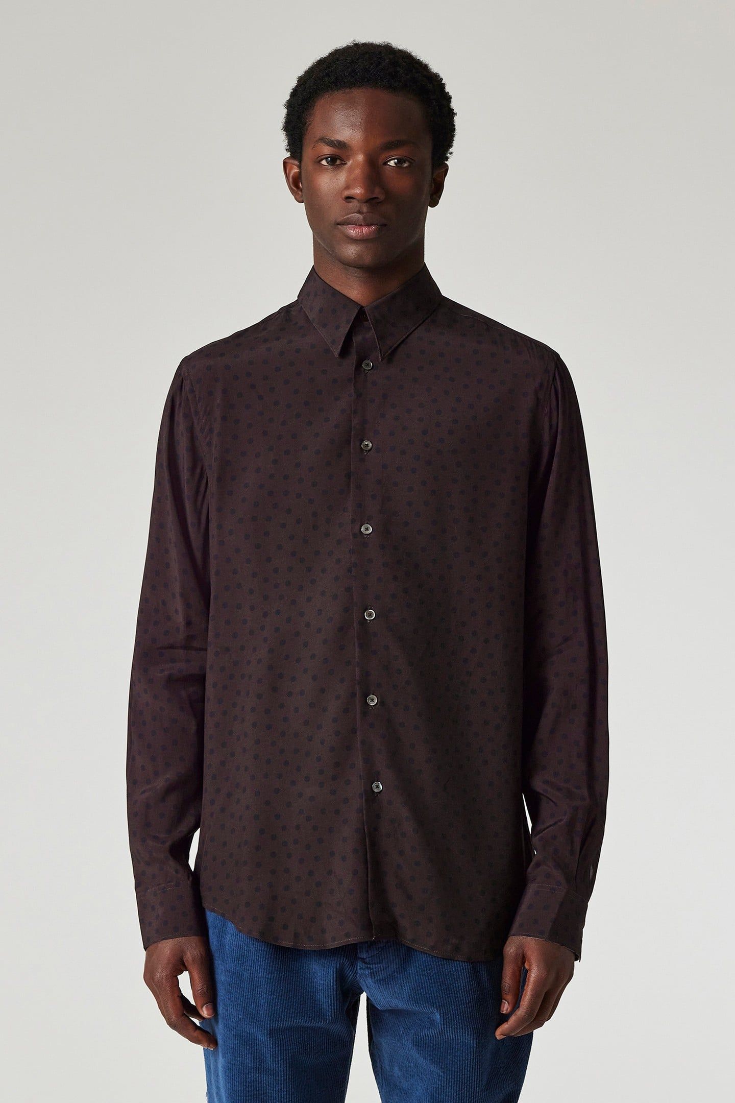 MENS S/C CASUAL FIT SHIRT BURGUNDY/ BORDE 1