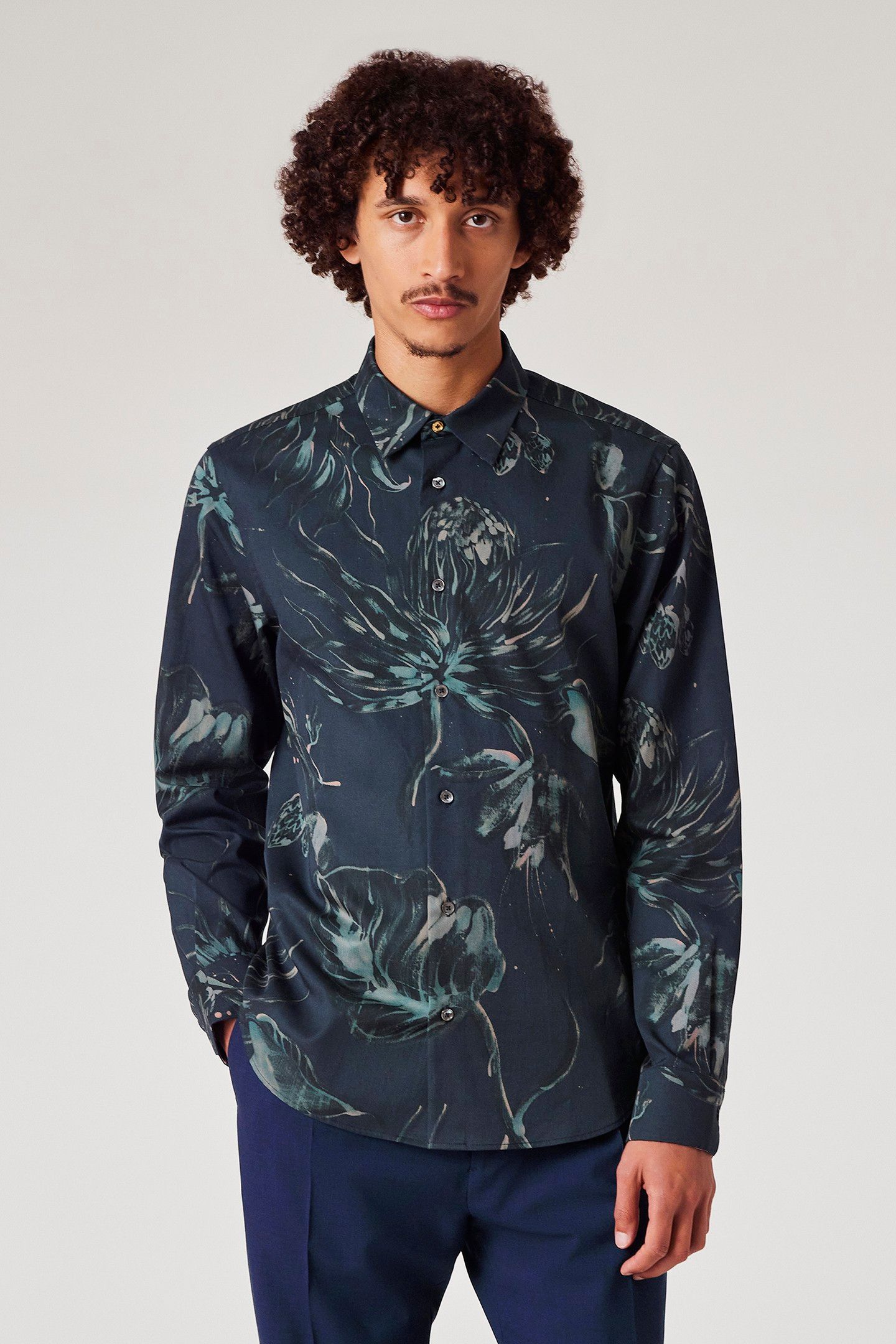 MENS S/C SLIM FIT SHIRT NAVY 1