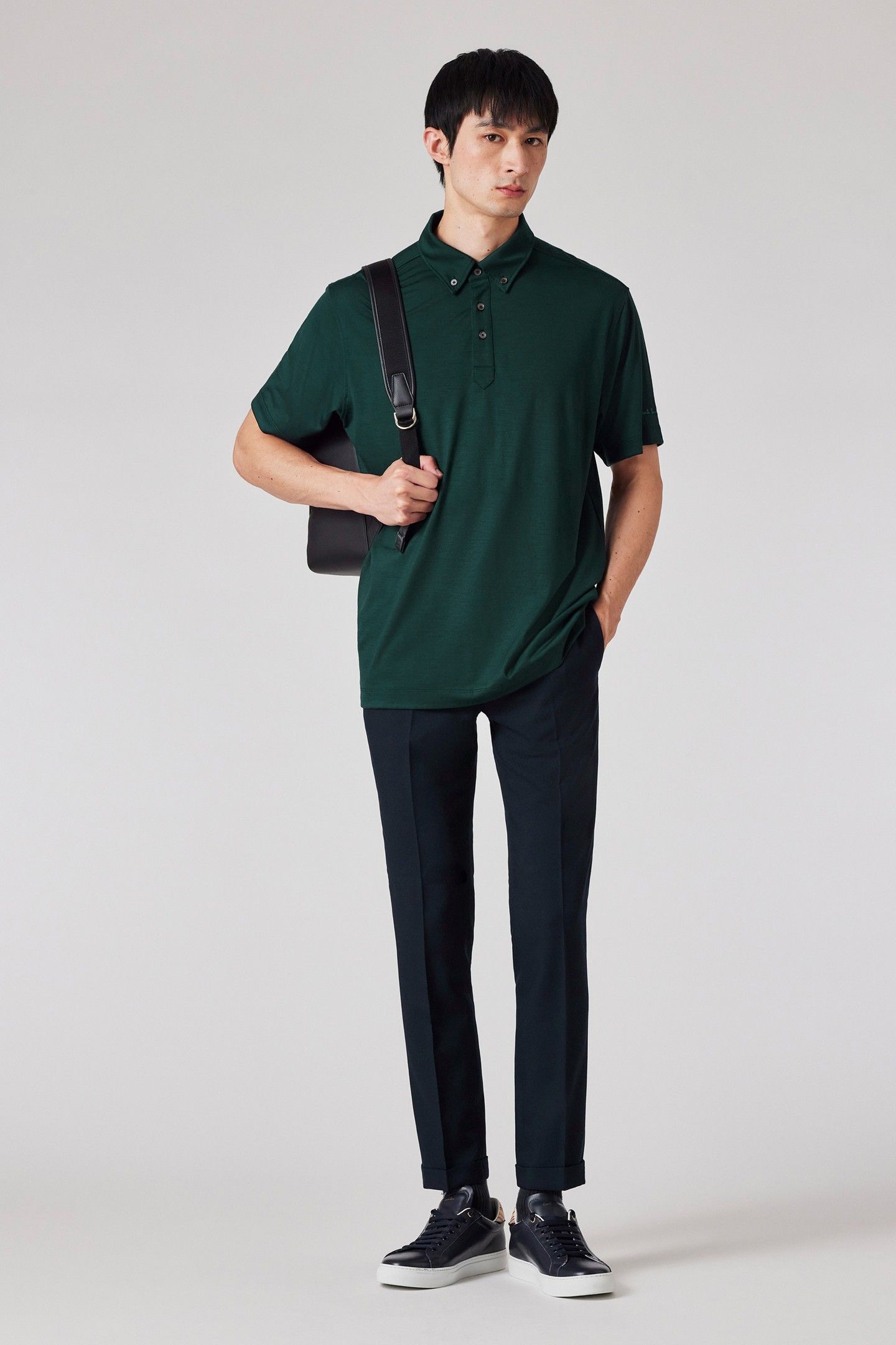 MENS OVERSIZED S/S POLO SHIRT BOTTLE GREEN 3