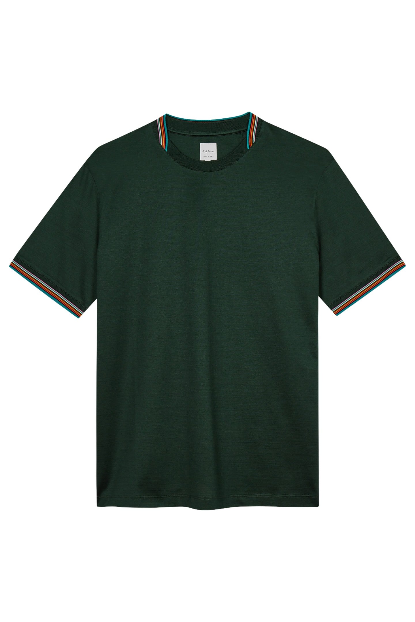 MENS STRIPE DETAIL TSHIRT BOTTLE GREEN 1