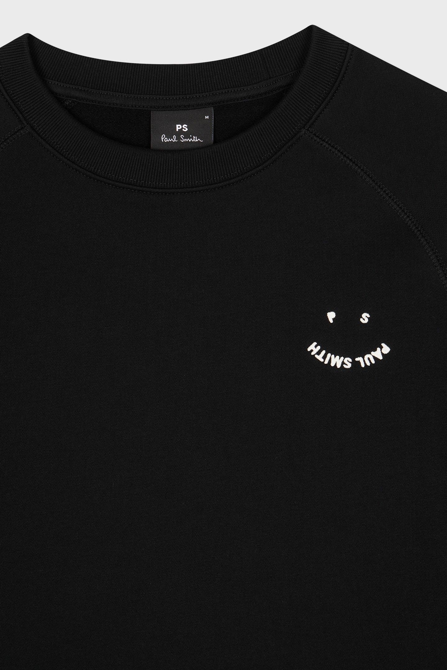 MENS SWEAT PS HAPPY EMB BLACK 2