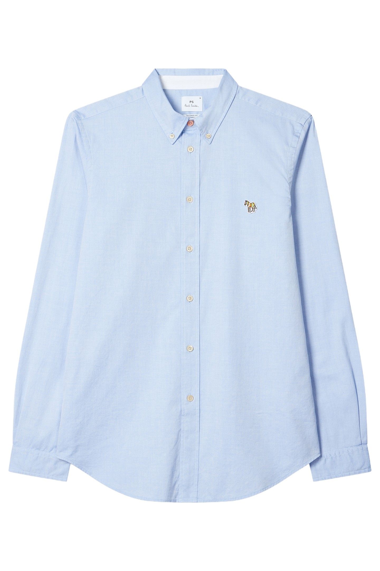 MENS LS TAILORED BD SHIRT ZEBRA BADGE PETROL BLUE 1