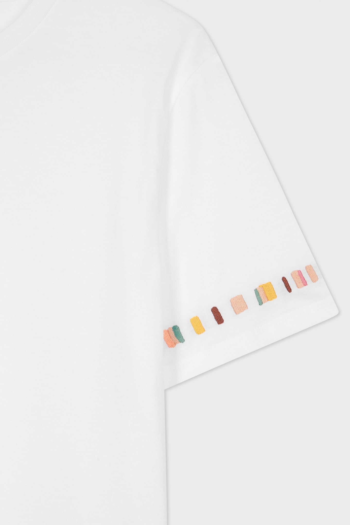 WOMENS STRIPE SLEEVE EMB T-SHIRT WHITE 2