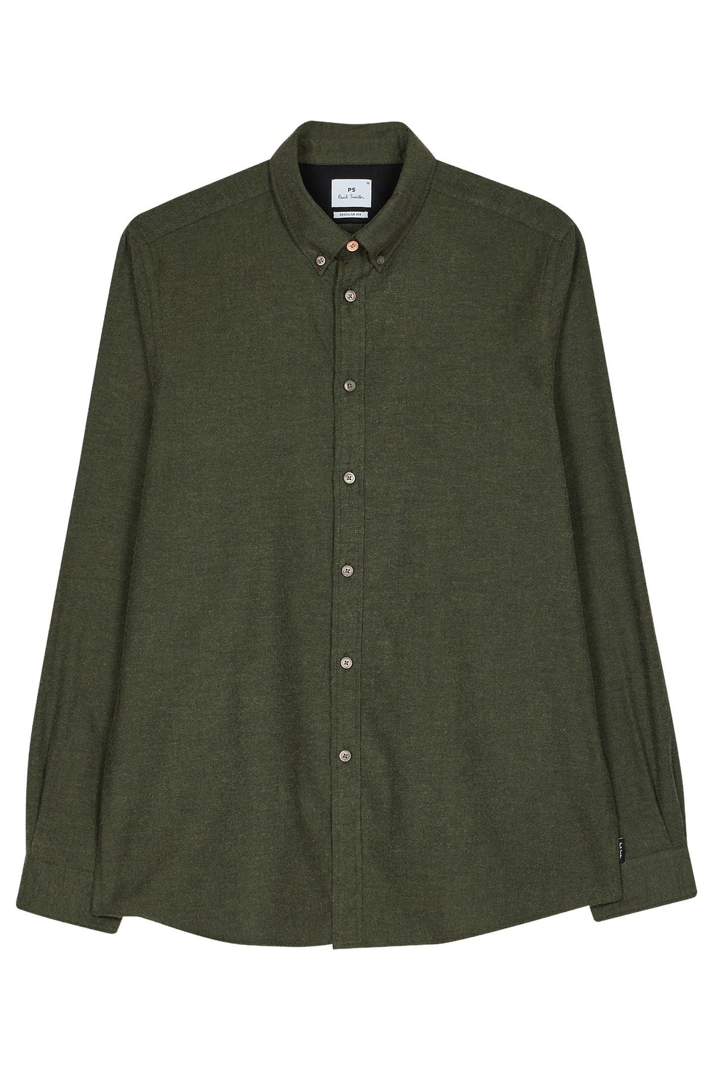 MENS LS REGULAR FIT SHIRT BD COL BOTTLE GREEN 1