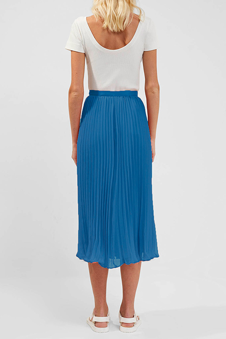 PLEATED SOLID MIDI SKIRT OCEAN DEPTHS 2