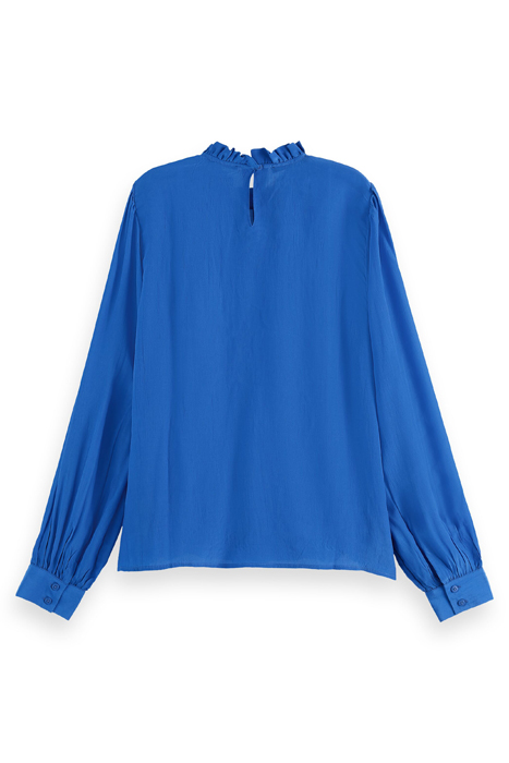 PINTUCK BLOUSE WITH RUFFLE COLLAR BRIGHT BLUE 2