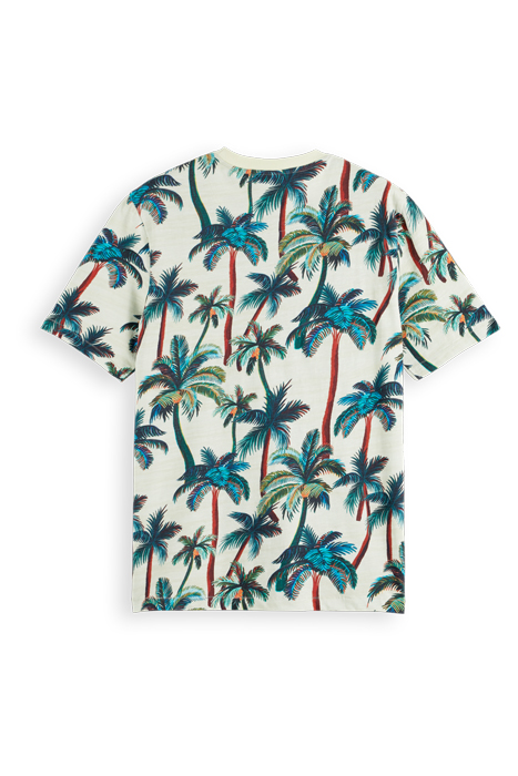 PALM-PRINTED CREWNECK T-SHIRT OFFWHITE PALMTREES AOP 2