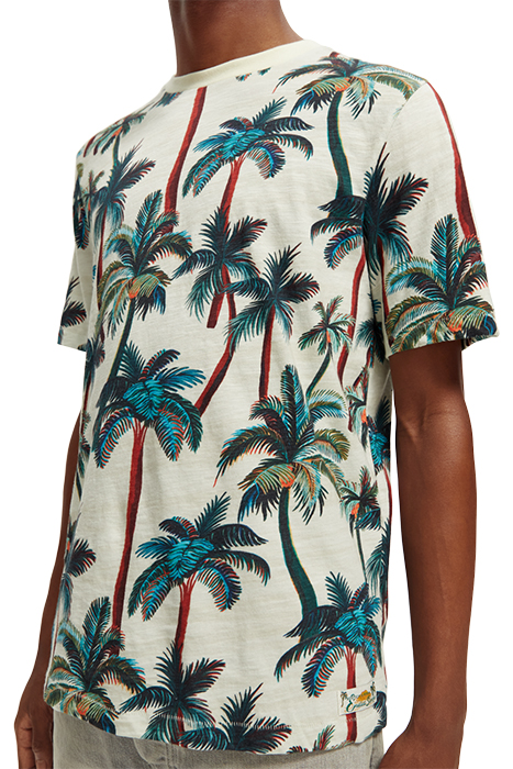 PALM-PRINTED CREWNECK T-SHIRT OFFWHITE PALMTREES AOP 6