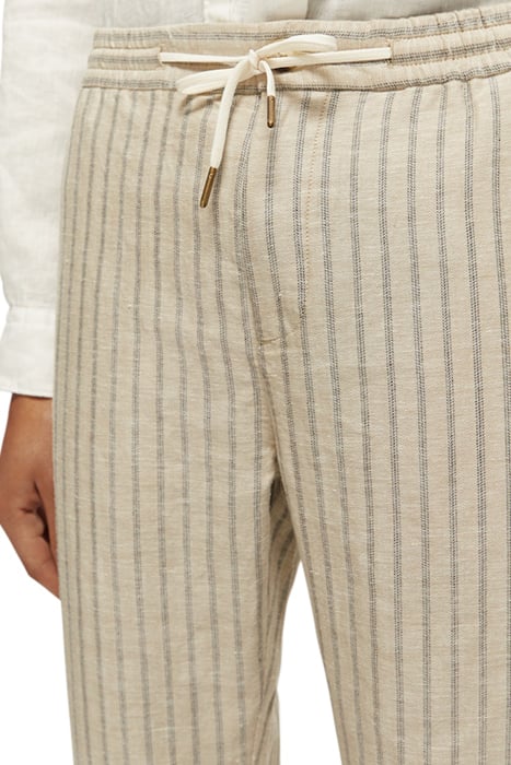 WARREN- STRIPED COTTON LINEN JOGGER SAND/ BLACK STRIPE 7