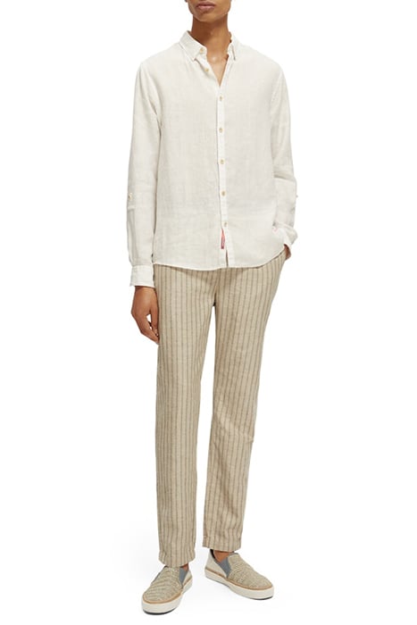 WARREN- STRIPED COTTON LINEN JOGGER SAND/ BLACK STRIPE 6