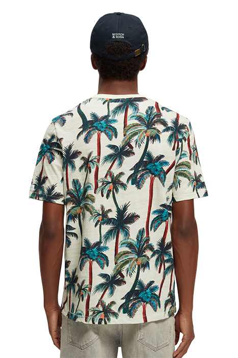 PALM-PRINTED CREWNECK T-SHIRT OFFWHITE PALMTREES AOP 4