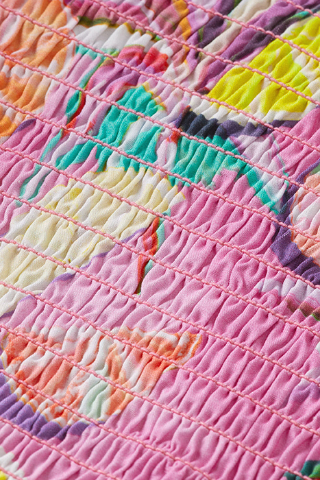 COTTON IN CONVERSION SMOCKED PUFF SLEEVE TOP CITRUS SQUASH O 3