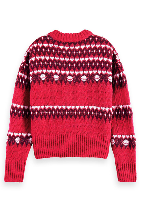 FAIR ISLE KNITTED CABLE PULLOVER COSMIC PINK 2