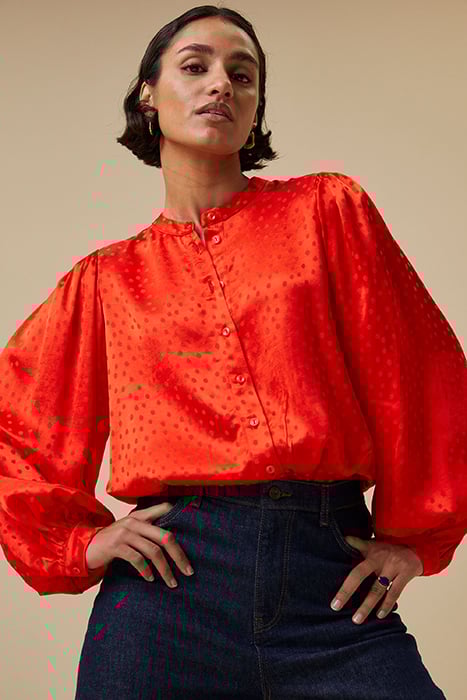 RIKKI SATIN BLOUSE POPPY-RED 5