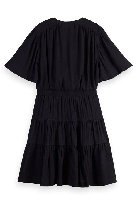 MIDI- LENGTH PANELED DRESS WITH GATHERING DETAILS BLACK 2
